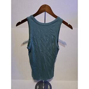 A New Day Women's Green Ribbed Tank Top Size L Sleeveless Stretchy Basic Casual